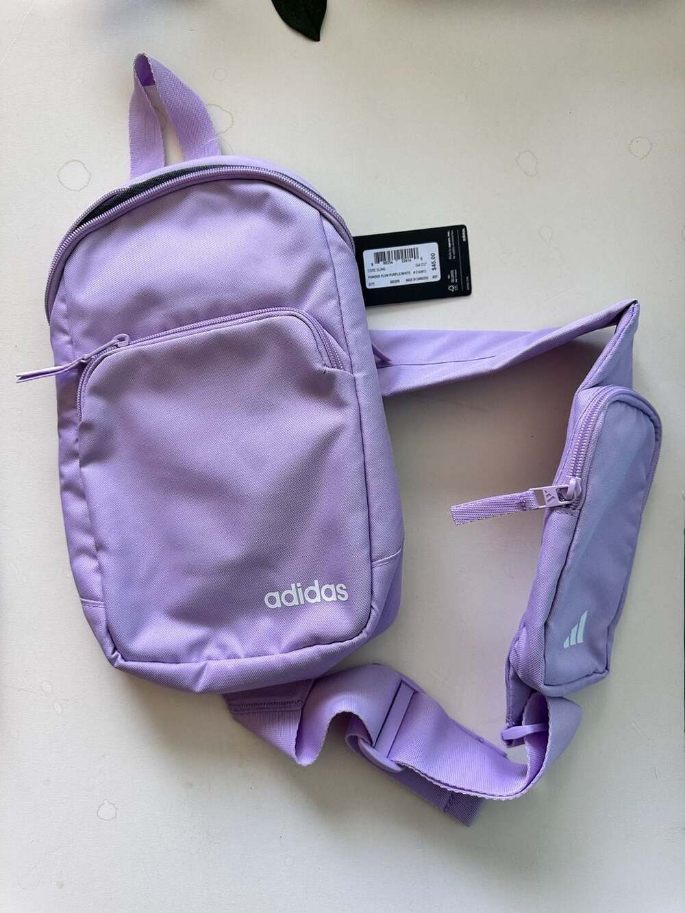 Adidas Core Sling Powder Plum Purple White Crossbody Bag